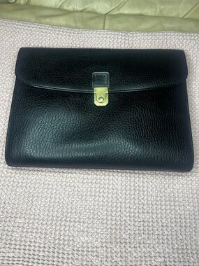 VINTAGE EXCUTIVE BURBERRYS BLACK LEATHER DOCUMENT/COMPUTER BAG
